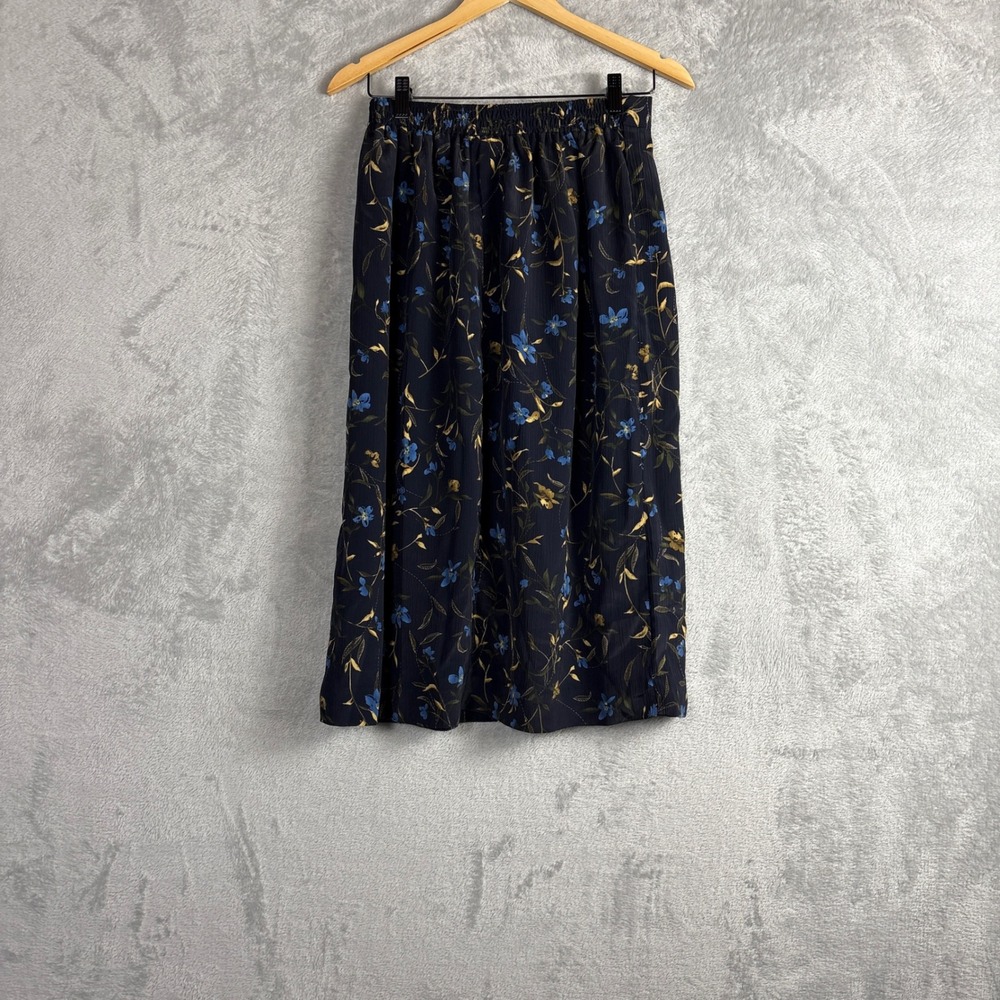 Penmans Skirt Floral Pleated Midi Small Navy Blue Dark Academia Romantic Y2K - Picture 2 of 5